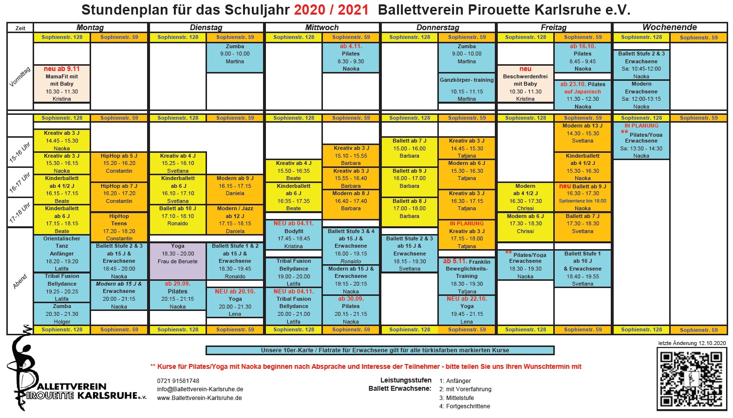 Neue Yoga & Pilates Kurse, Bodyfit und Bewegeungskurs nach Franklin –  Ballettverein Karlsruhe