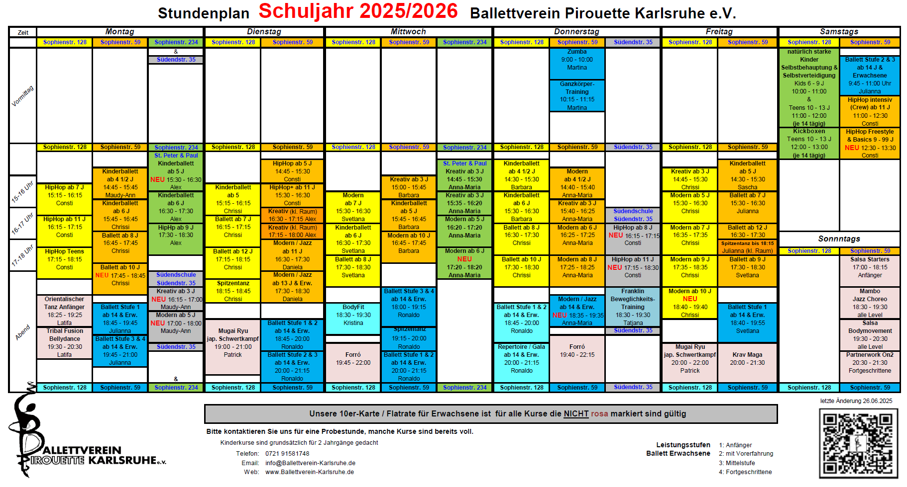 Stundenplan ab September 2025
